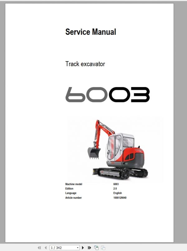 Wacker Neuson Track Excavator 6003 Service Manual1000129840 1