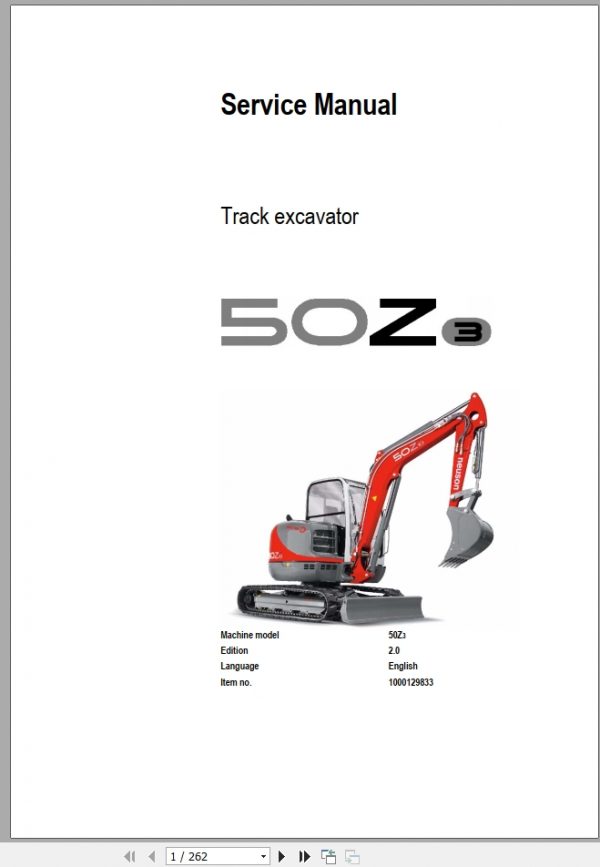 Wacker Neuson Track Excavators 50Z3 Service Manual1000129833 1