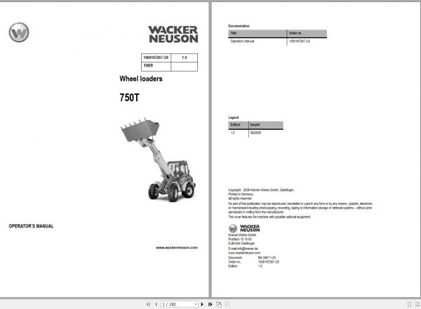 Wacker Neuson Wheel Loaders 750T Operators Manual367158199 1