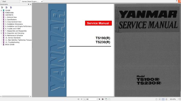 Yanmar Diesel Engine TS190R TS230R Service Manual 1