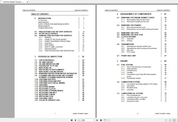 Yanmar Diesel Tractor EF 494T Technical Manual 2