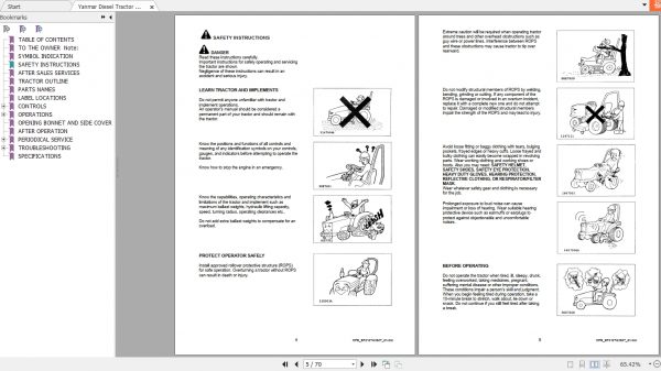Yanmar Diesel Tractor EF312TEF352T Operators Manual 2