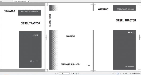 Yanmar Diesel Tractor EF393T Operators Manual 1