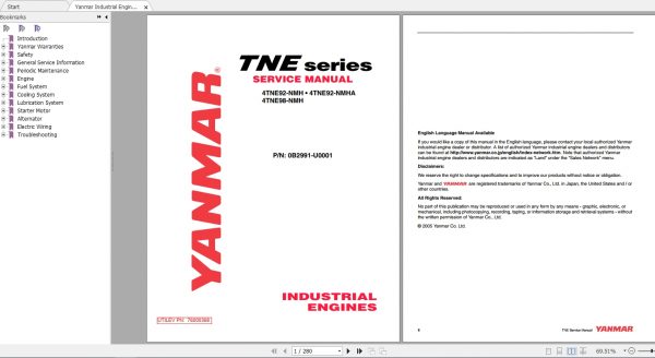 Yanmar Industrial Engines 4TNE92 4TNE98 Service Manual 1