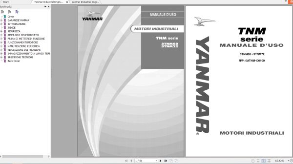 Yanmar Industrial Engines TNM Series Operation Service Manual 2