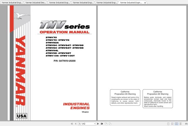 Yanmar Industrial Engines TNV Series OperationApplication Service Manual 1