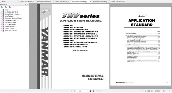 Yanmar Industrial Engines TNV Series OperationApplication Service Manual 2