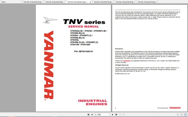 Yanmar Industrial Engines TNV Series OperationApplication Service Manual 3