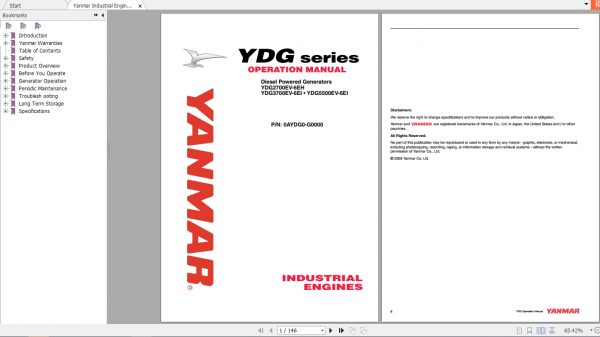 Yanmar Industrial Engines YDG Series Operation Manual 1