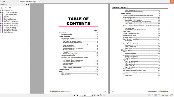 Yanmar Industrial Engines YDG Series Operation Manual 2