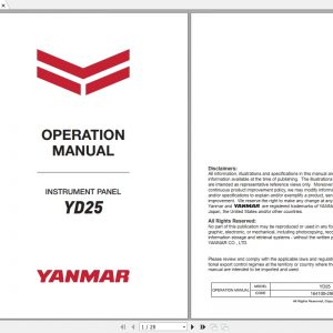 Yanmar Instrument Panel YD25 Operation Manual 1