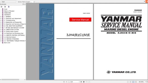 Yanmar Marine Diesel Engine 3JH4BCME Service Maual 1