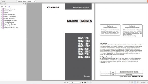 Yanmar Marine Engine 4BY3 6BY3 Operation Manual 1