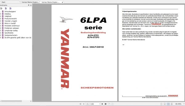 Yanmar Marine Engine 6LPA Operating Manual 1