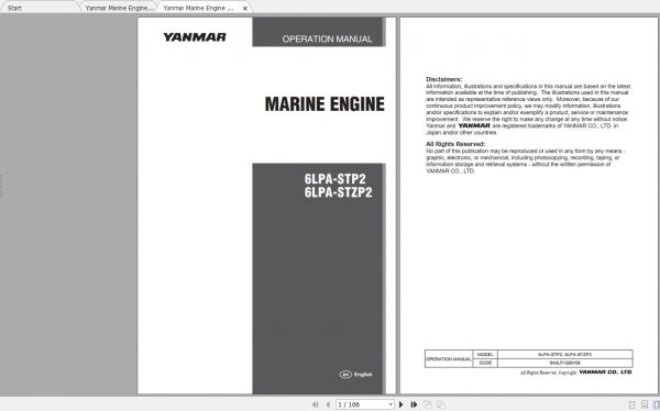 Yanmar Marine Engine 6LPA Series Operation Manual 2