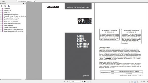 Yanmar Marine Engines 3JH 4JH4 Instruction ManualES 1