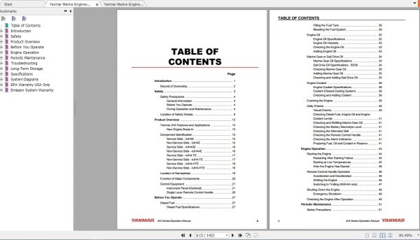 Yanmar Marine Engines JH4 Series Operation Manual 3
