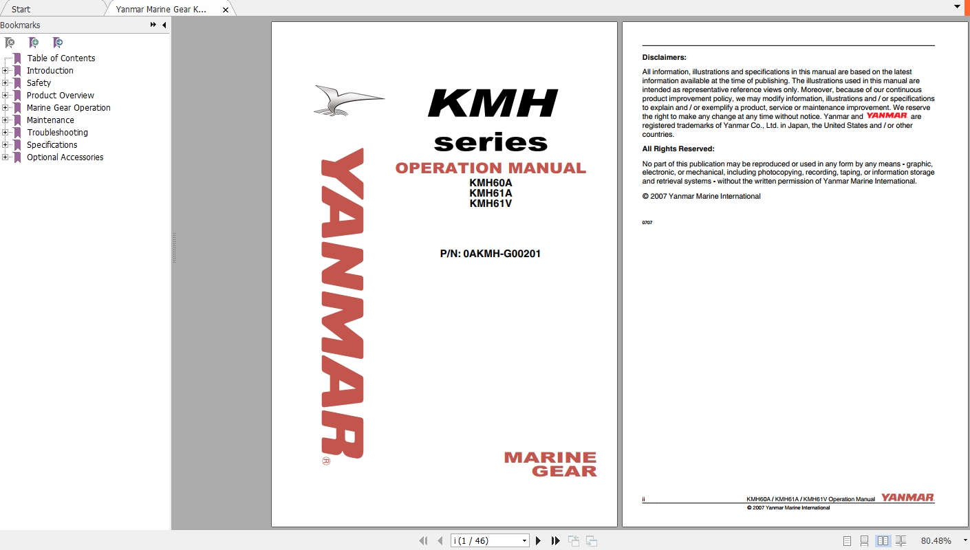 Yanmar Marine Gear KMH Series Operation Manual 1