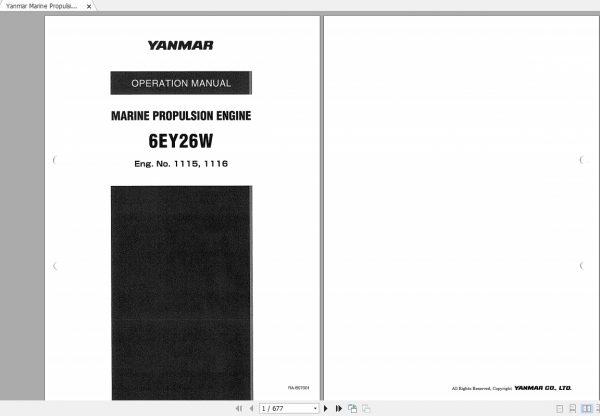 Yanmar Marine Propulsion Engine 6EY26W Operation Manual 1