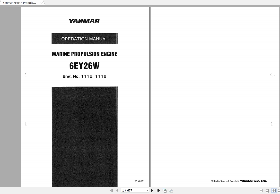 Yanmar Marine Propulsion Engine 6EY26W Operation Manual 1