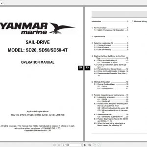 Yanmar Marine Sail Drive SD20 SD50 4T Operation Manual 1