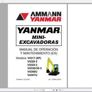 Yanmar Mini Excavator Vio17 57 Operation Manual 1