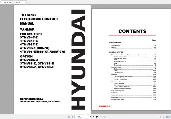 Yanmar Mini Excavator 3TNV 4TNV Electronic Control Manual 1