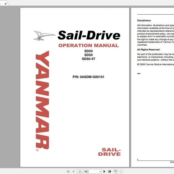 Yanmar Sail Drive Unit SD40, SD50 Service Manual