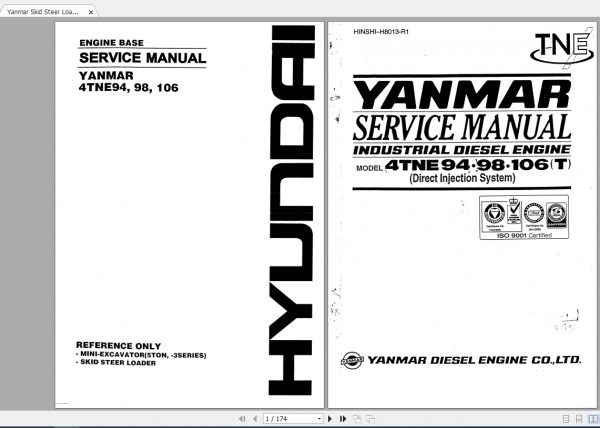 Yanmar Skid Steer Loader 4TNE9498106 Service Manual 1