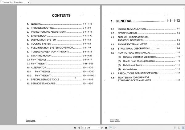 Yanmar Skid Steer Loader 4TNE9498106 Service Manual 2