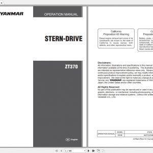 Yanmar Stern Drive ZT370 Operation Manual 1