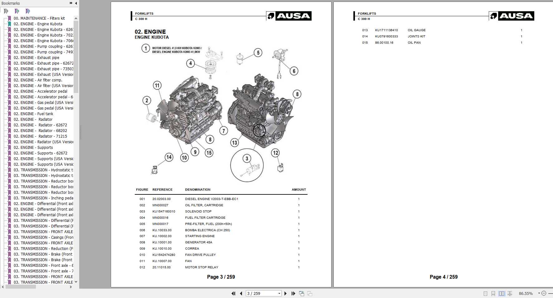 AUSA Forklift C300H Parts Manual 1