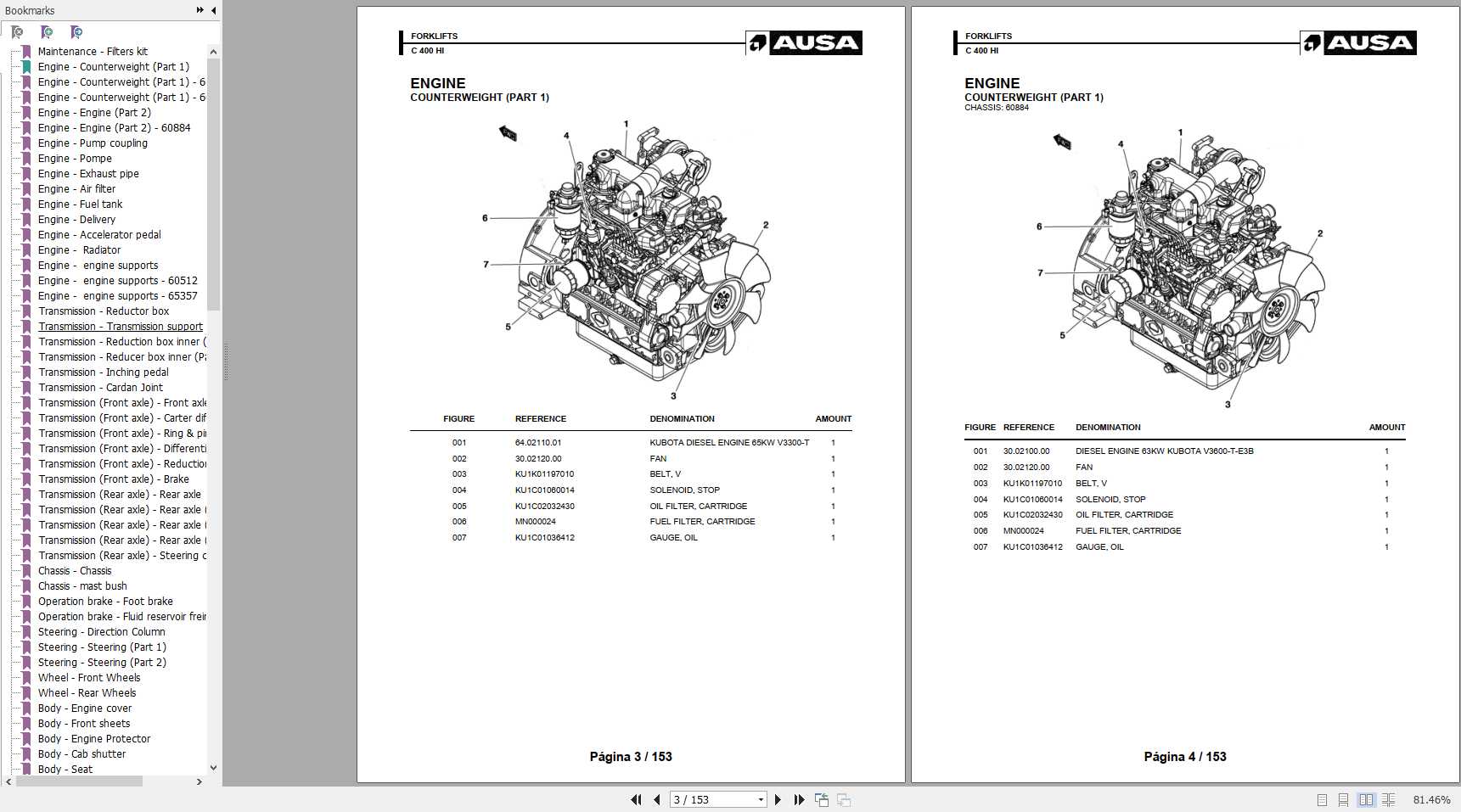 AUSA Forklift C400HI Parts Manual 1