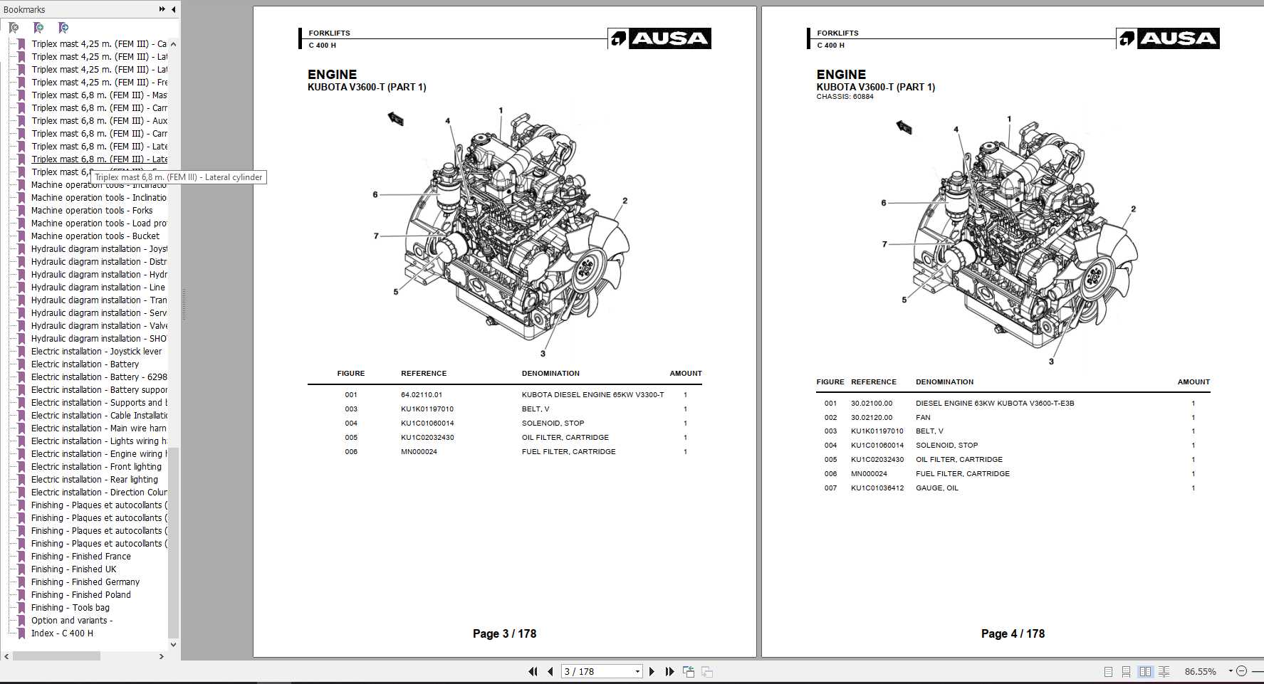AUSA Forklift C400H Parts Manual 1