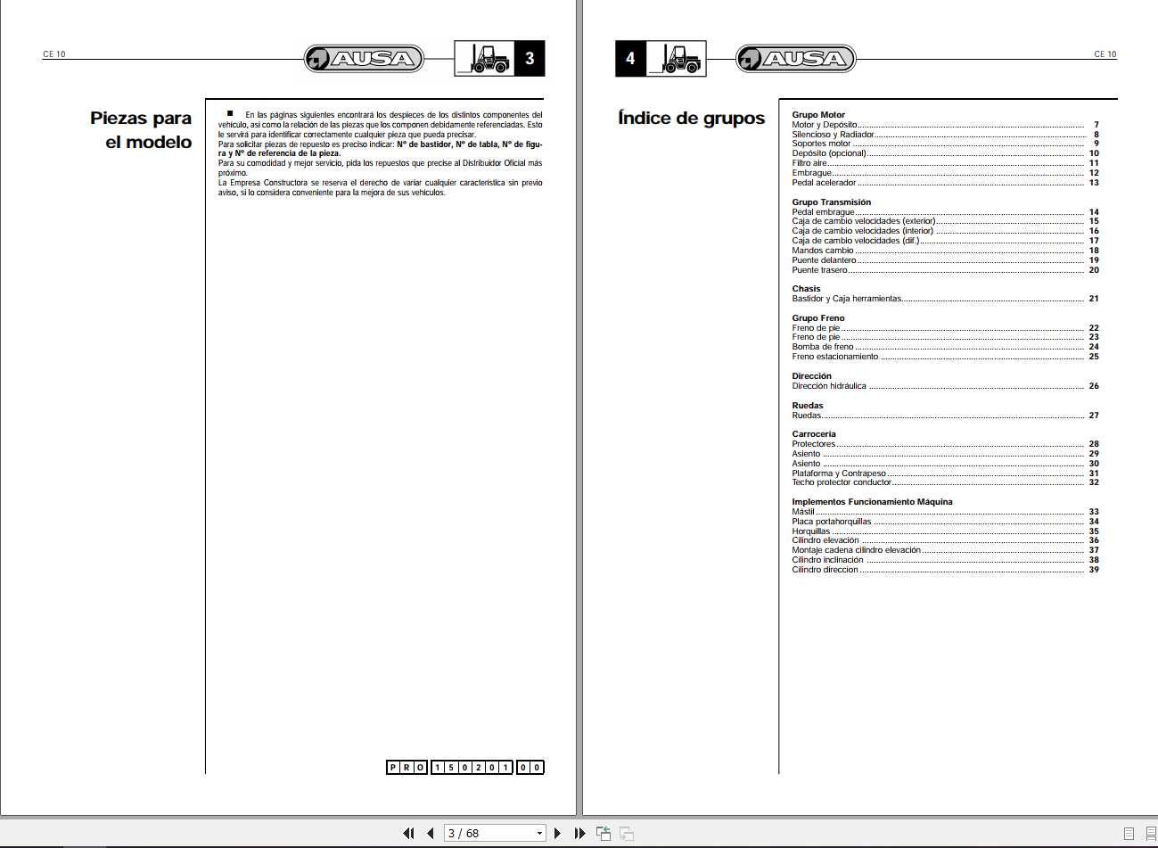 AUSA Forklift CE10 Parts Manual 1