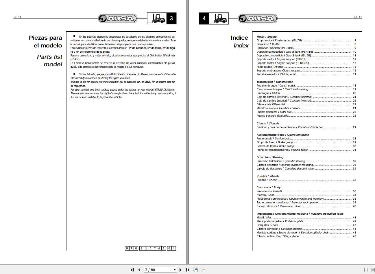 AUSA Forklift CE11 Parts Manual 1