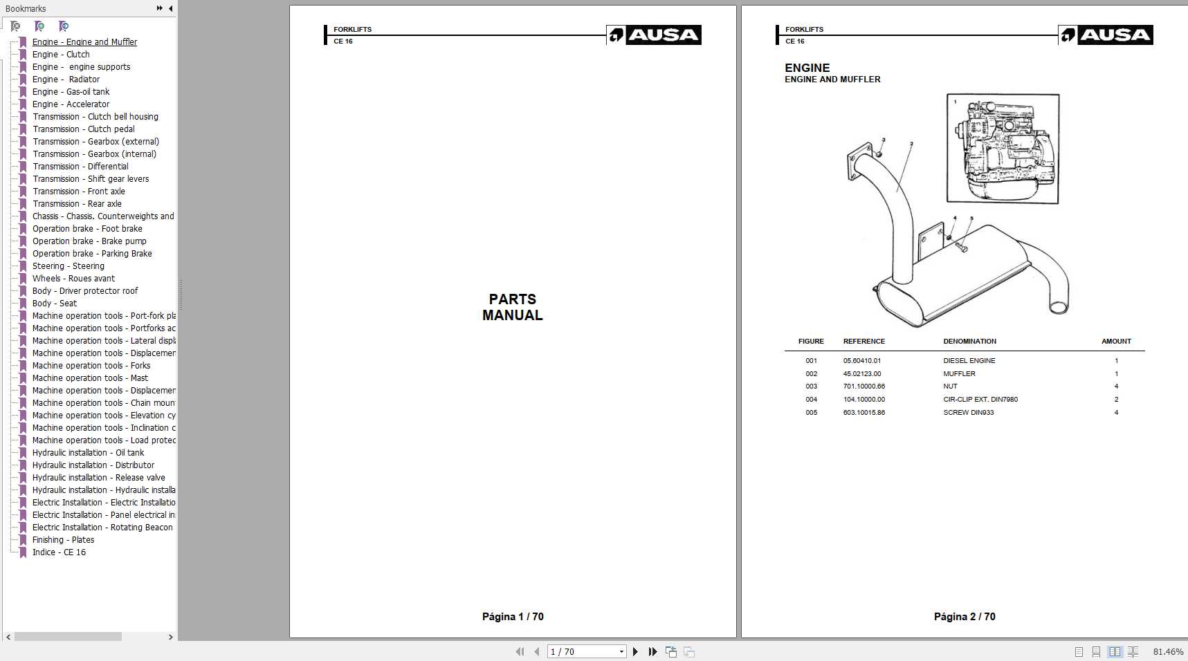 AUSA Forklift CE16 Parts Manual 1