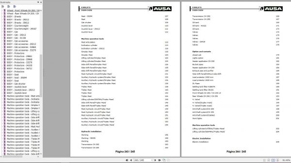 AUSA Forklift CH200 CH250 Parts Manual 2