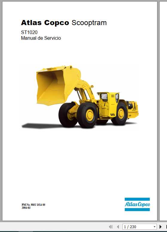 Atlas Copco Wheel Loader Scooptram ST1020 Service ManualES 1
