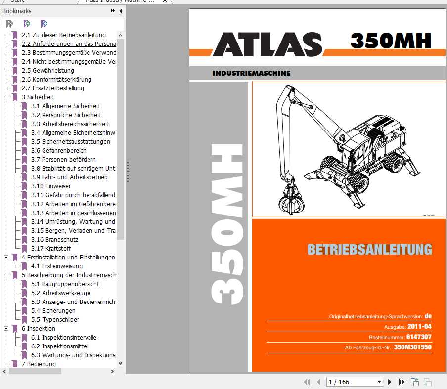 Atlas Material Handler 350MH Operator ManualDe 1