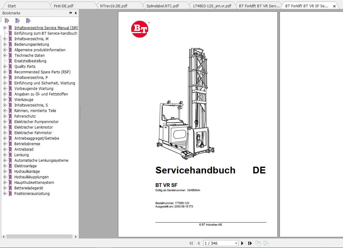 BT Forklift BT VR Service ManualDE 1