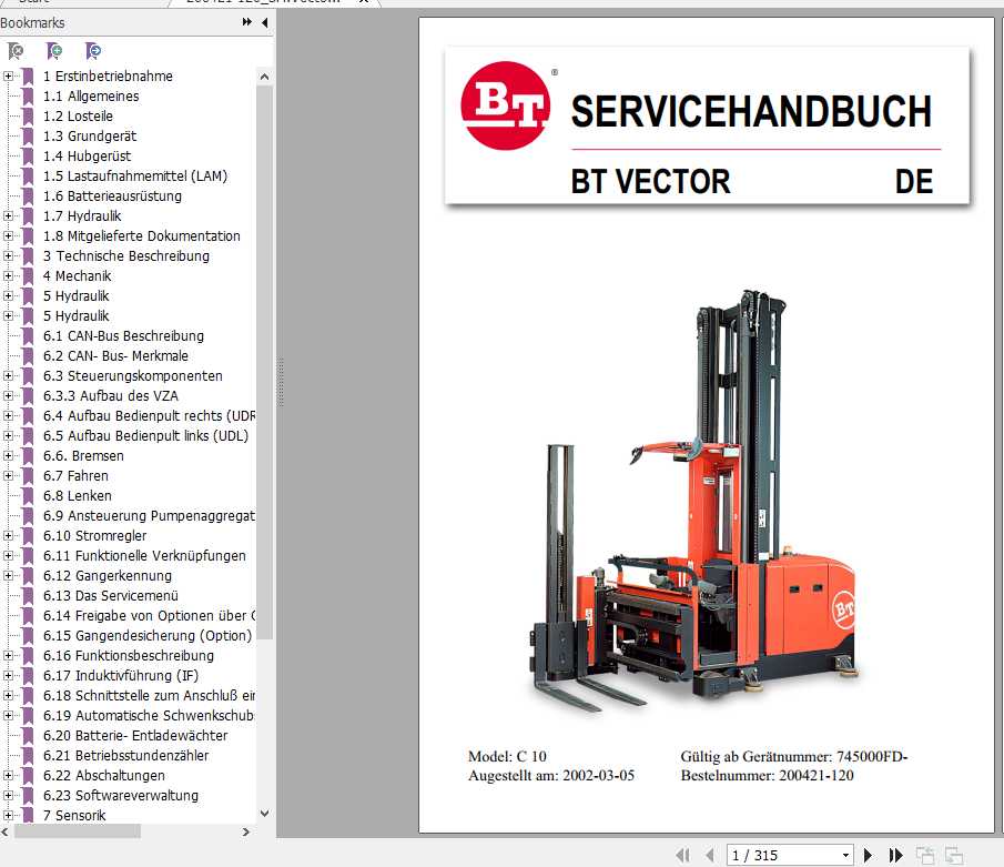 BT Forklift C10 Service Manual200421 120DE 1