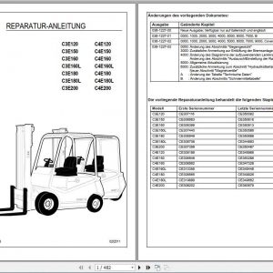 BT Forklift C3E120 C3E200 C4E120 C4E200 Repair Manual036 1227 03DE 1