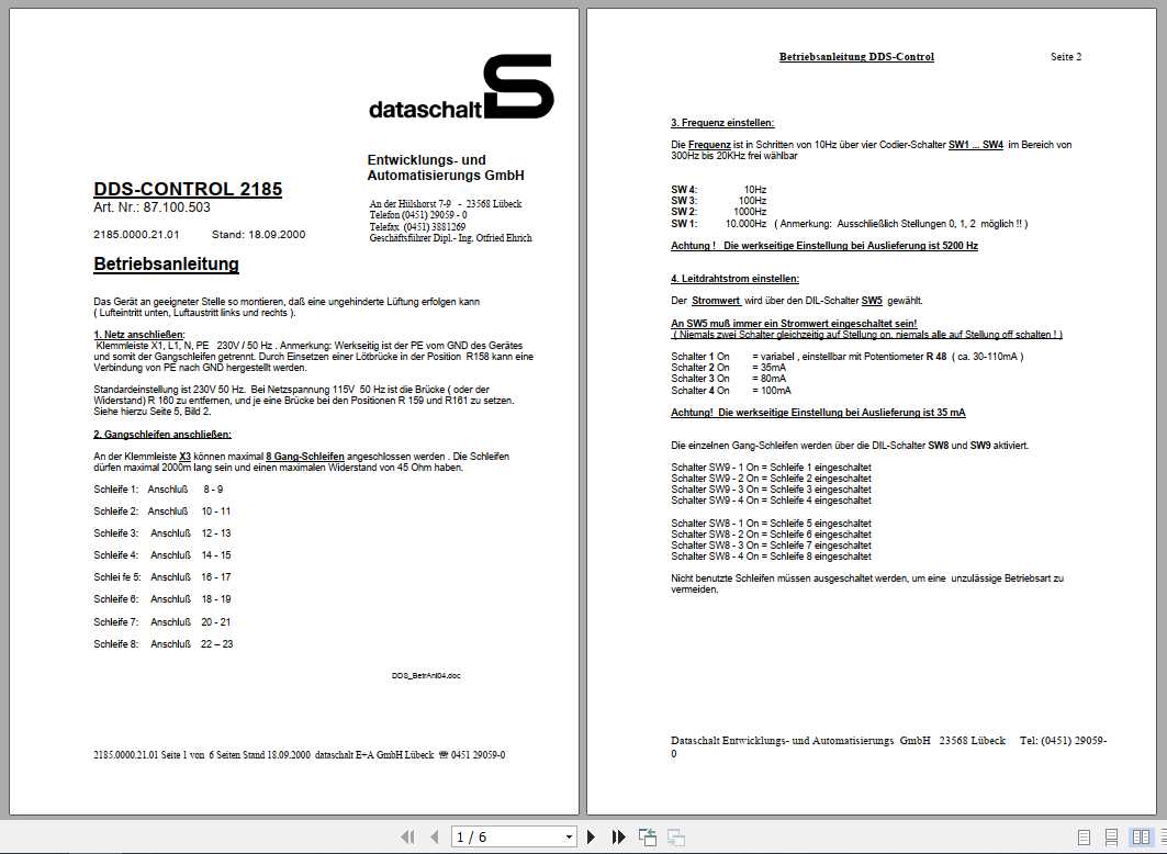 BT Forklift DDS Control 2185 Operating Manual 1