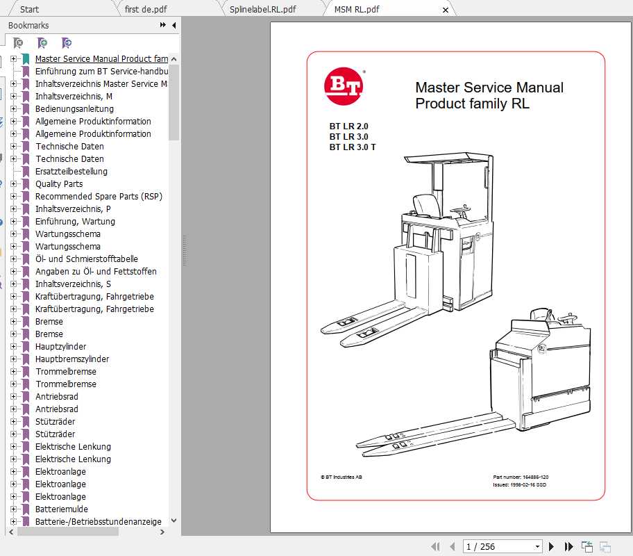 BT Forklift LR20 LR30 LR30T Service Manual164886 120DE 1