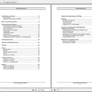 BT Forklift LSF1250 Operator Service Manual 2