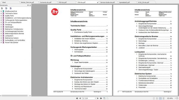 BT Forklift Orion Range W18 W20 P20 P24 Service Manual179418 120DE 2
