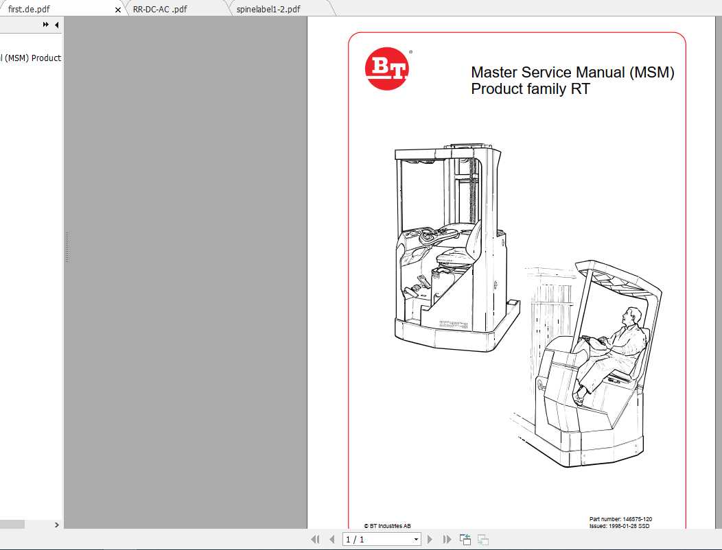 BT Forklift RT Service Manual146575 120DE 1