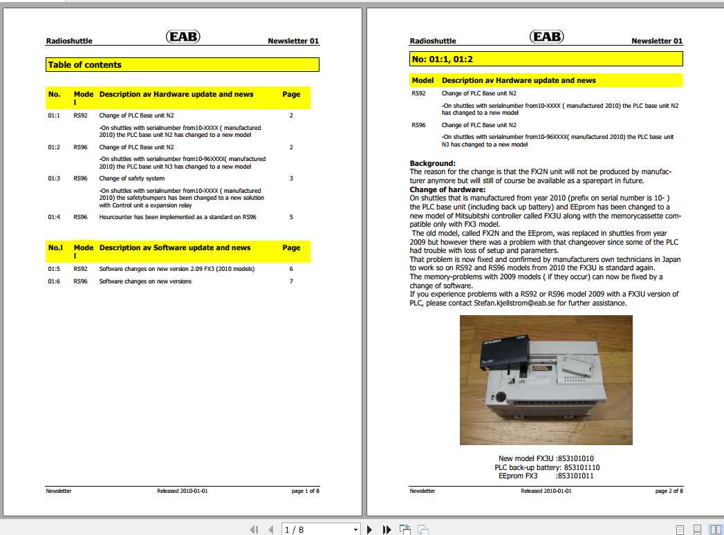 BT Forklift Radio shuttle EAB News Letter 1