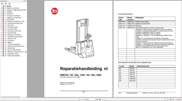 BT Pallet Stacker SWE100 200D Repair Manual 1